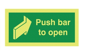 Nite Glo Photoluminescent Push Bar To Open Signs